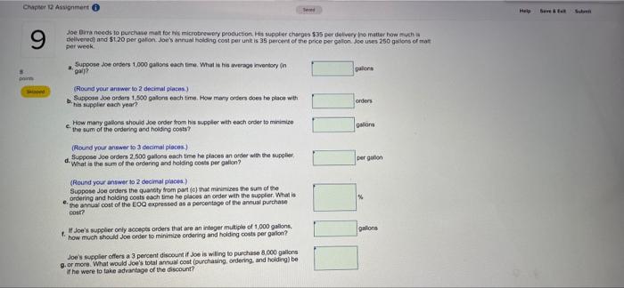 Chaper Assignment 9 Joe Bur needs to purchase