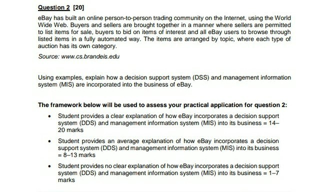 using examples, explain how a decision support