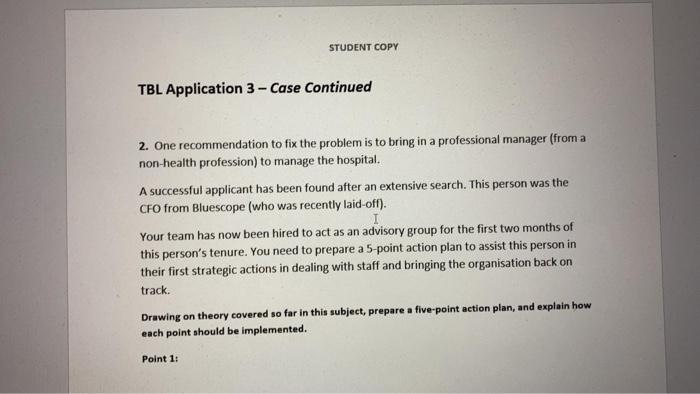 STUDENT COPY TBL Application 3 - Case Continued