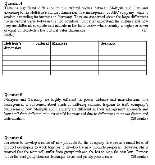 Question 4 There is significant difference in the