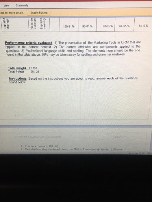 View Grammarly Click for more details, Enable