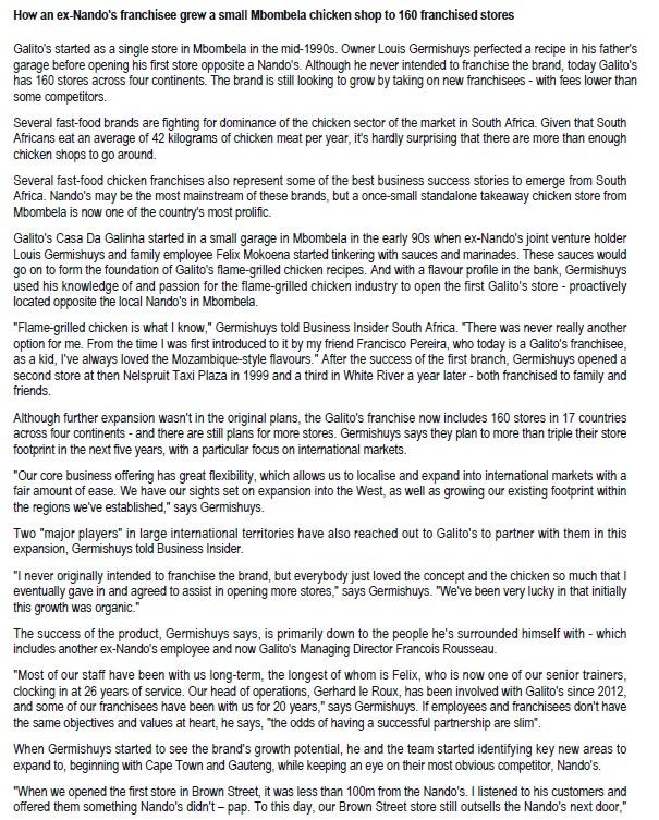 Q4: The fast food industry in South Africa is