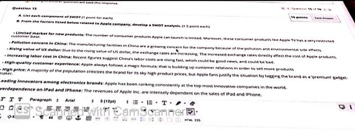 PT Geve this response Question 15 A Leach