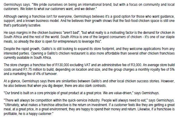 Q4: The fast food industry in South Africa is