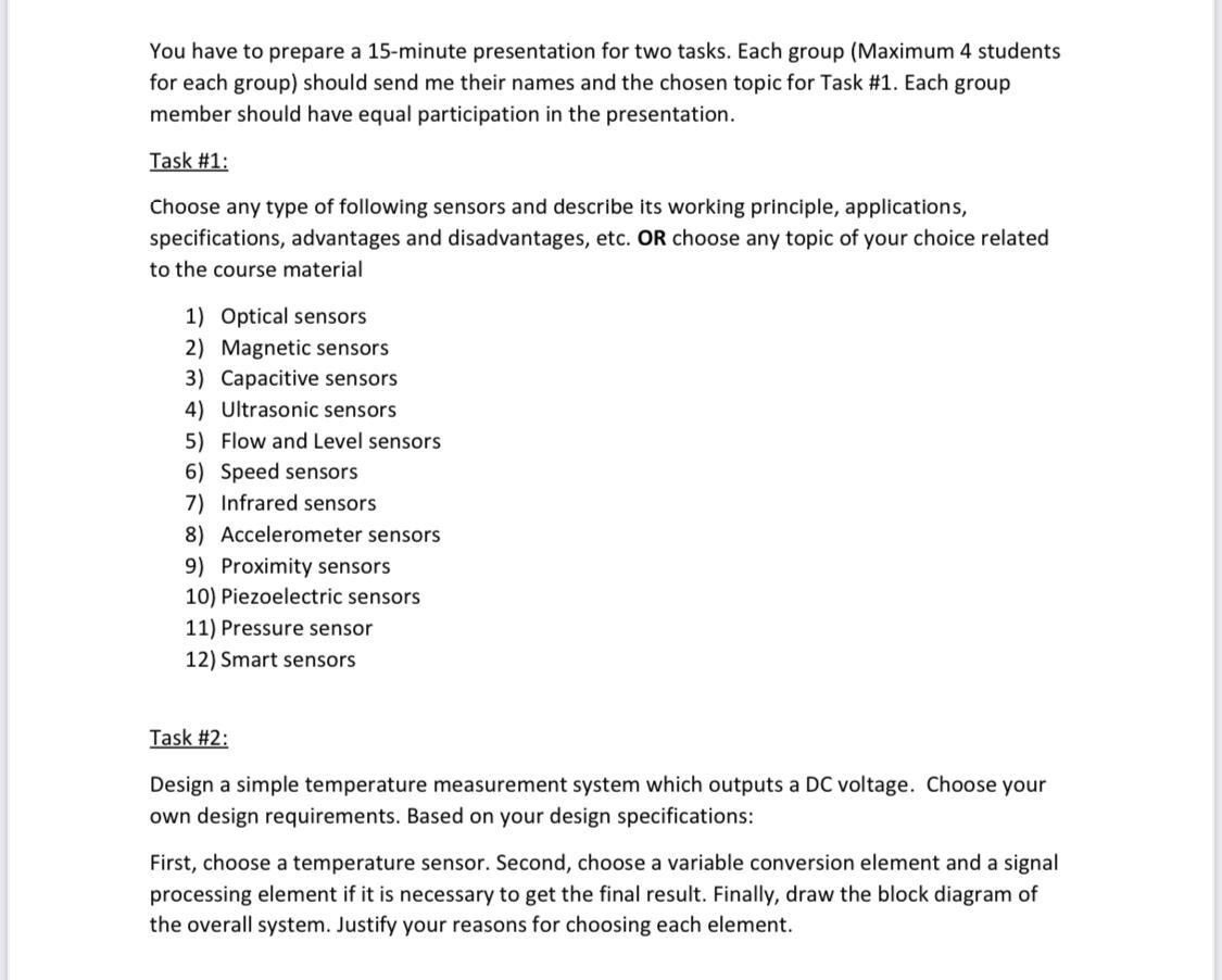 You have to prepare a 15-minute presentation for