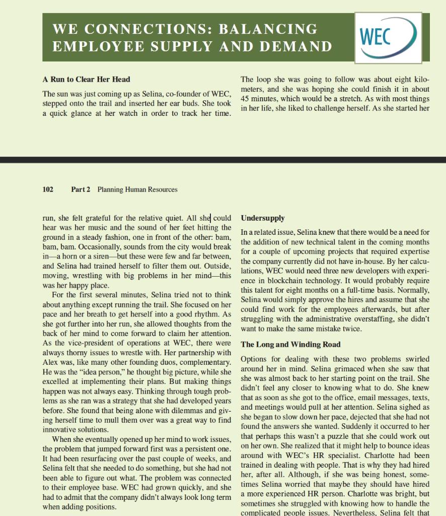 WE CONNECTIONS: BALANCING EMPLOYEE SUPPLY AND