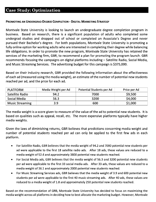 ' Please do the quantitative analysis in excel