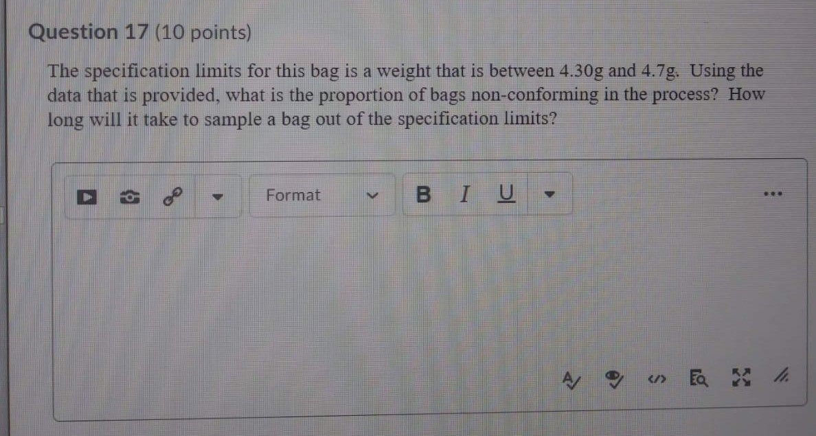 Biodegradable Bag Manufacturing - Control Chart