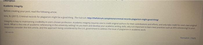 escription Academic Integrity Before creating