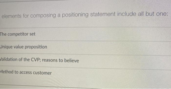 elements for composing a positioning statement