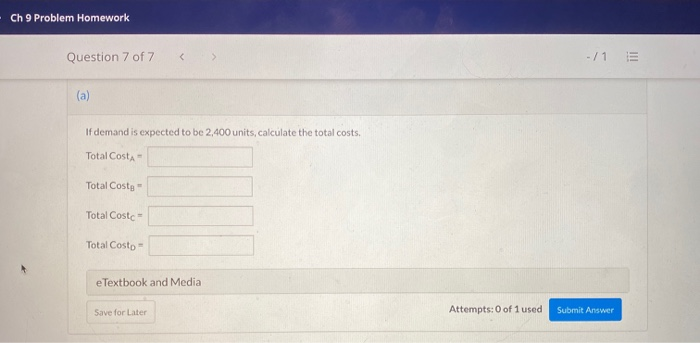 Ch 9 Problem Homework Question 7 of 7 < -11 III