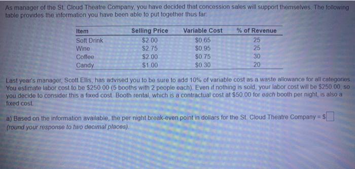 B) Based on the given information the per night