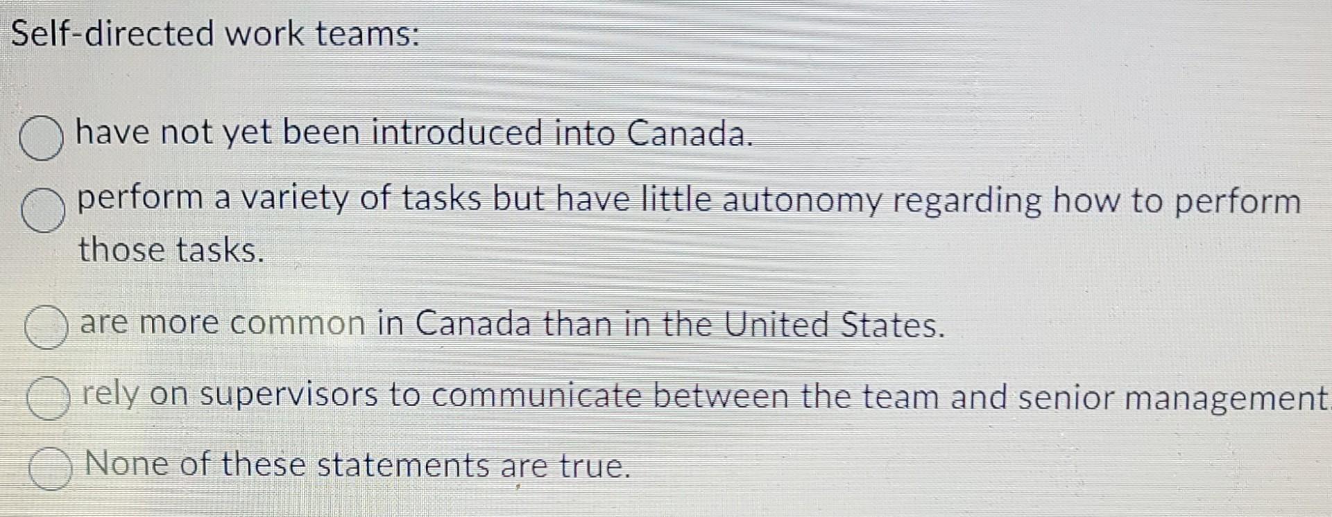 Self-directed work teams: have not yet been