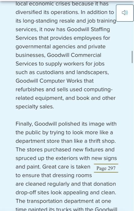 Case Problems: Goodwill Industries of Central