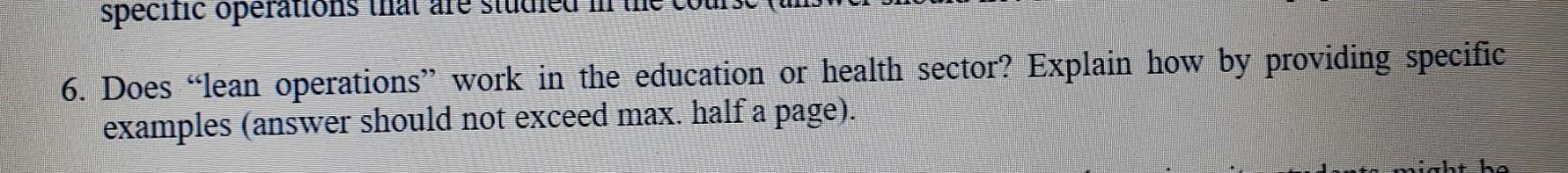specific operations 6. Does lean operations work