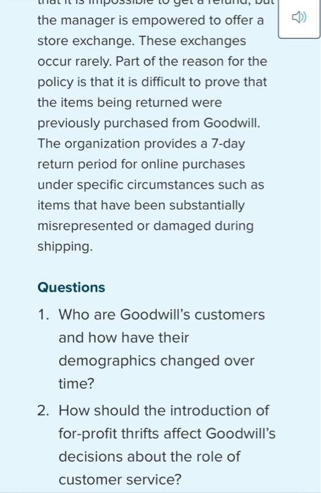 Case Problems: Goodwill Industries of Central