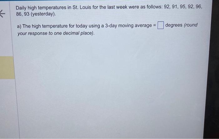 Daily high temperatures in St. Louis for the last