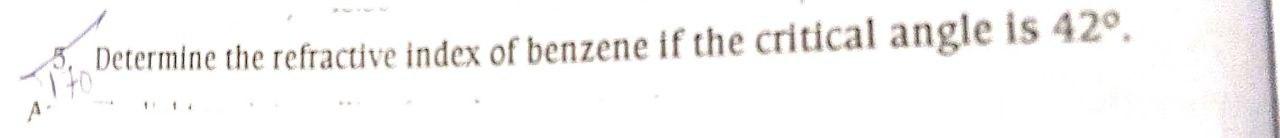 Determine the refractive index of benzene if the