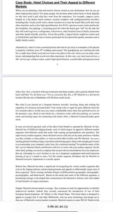 Case Study: Hotel Choices and Their Appeal to