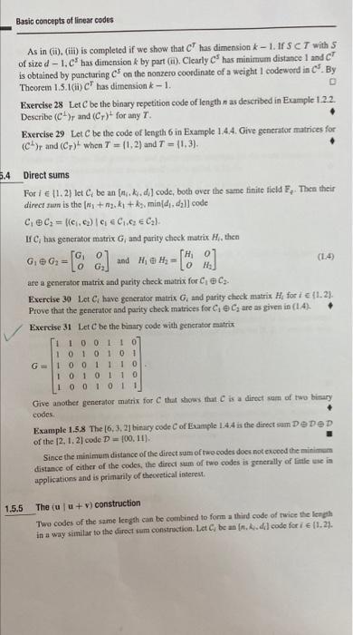 Exercise 29 Basic concepts of linear codes As in