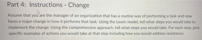 Part 3: Instructions - Innovation Consider the