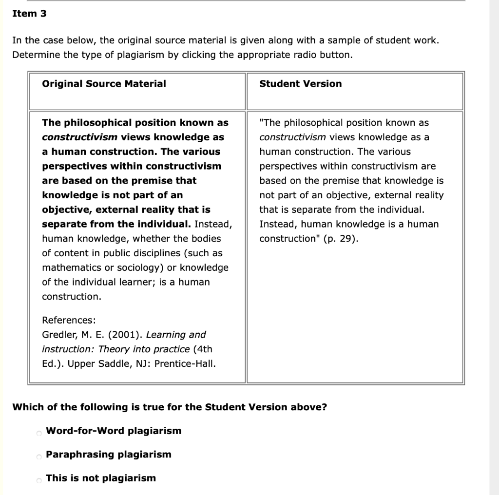 In the case below, the original source material