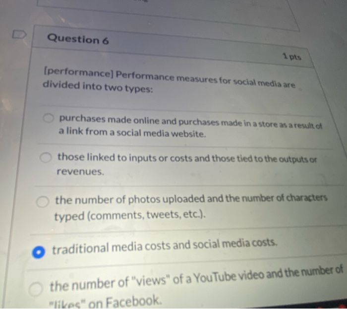 Question 6 1 pts [performance Performance