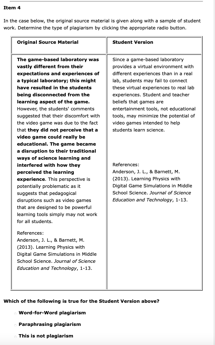 In the case below, the original source material