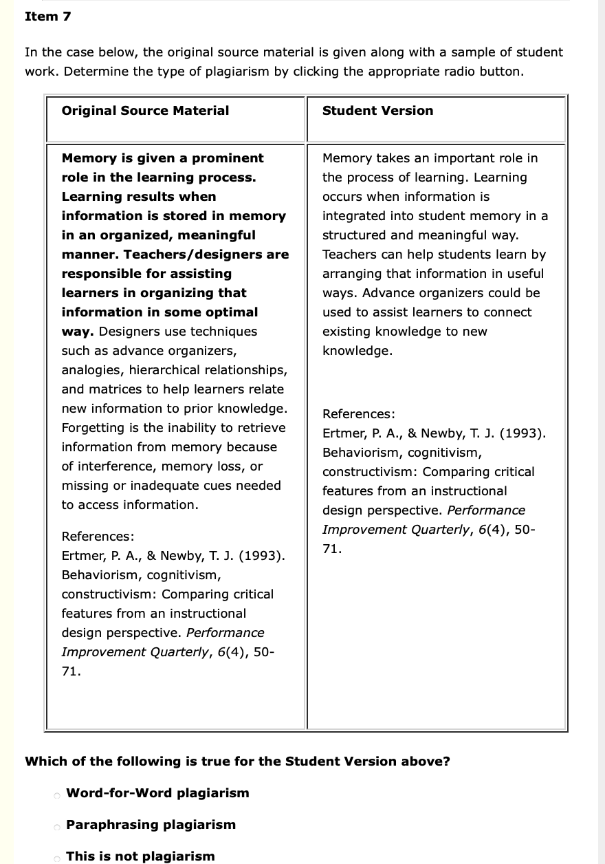 In the case below, the original source material