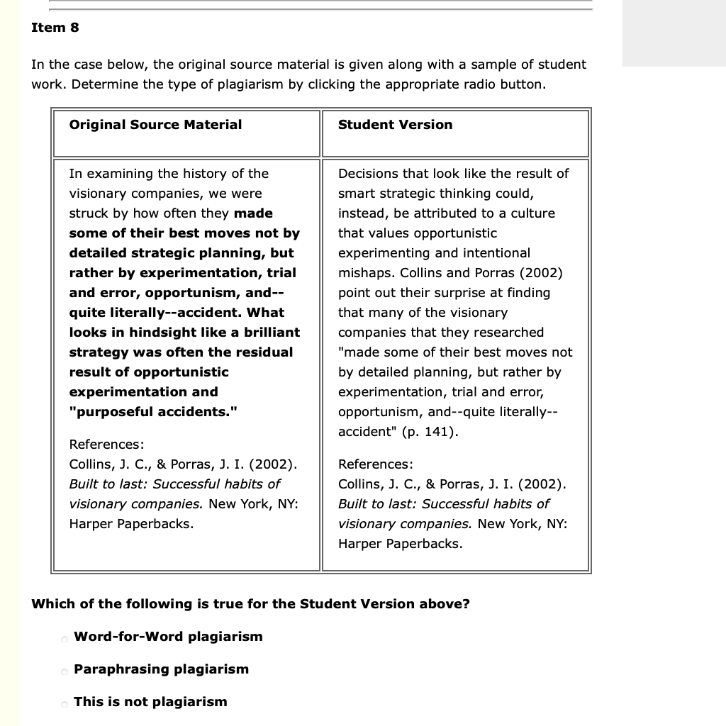 In the case below, the original source material