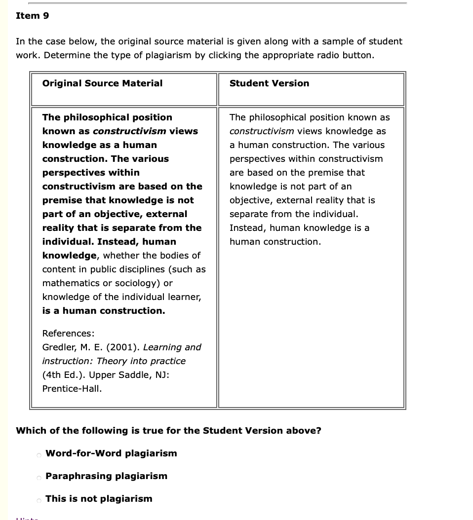 In the case below, the original source material