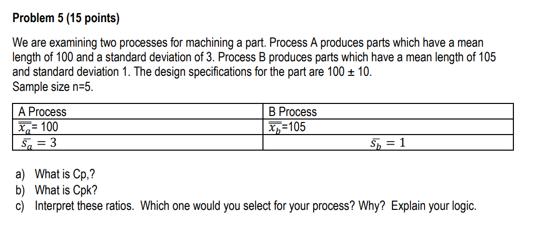 Problem 5 (15 points) We are examining two
