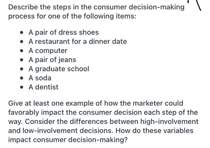 Describe the steps in the consumer