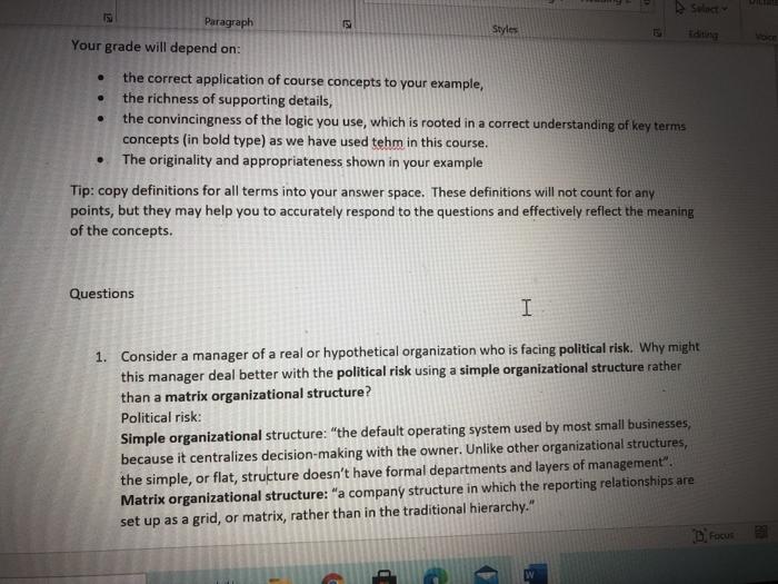 Paragraph Styles Your grade will depend on: . the