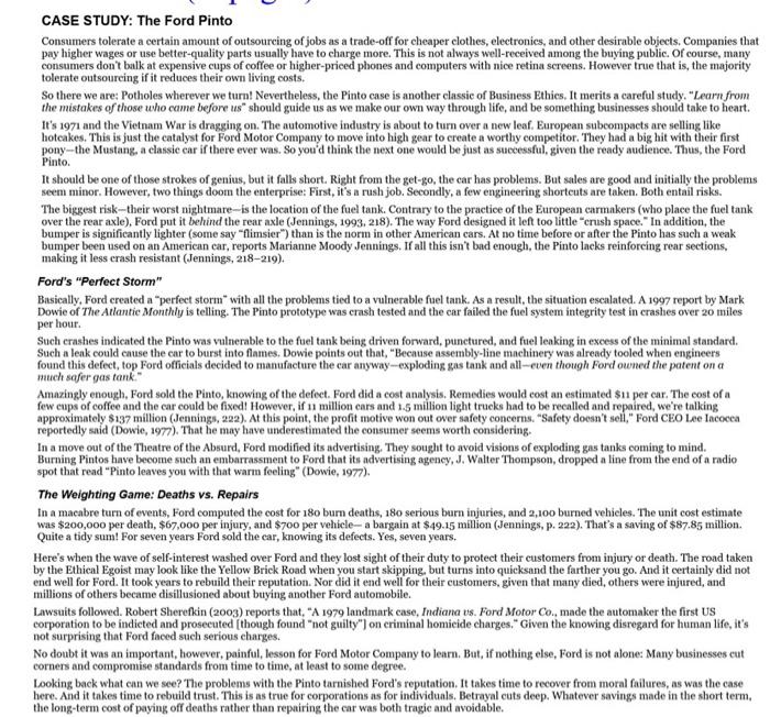 CASE STUDY: The Ford Pinto Consumers tolerate a