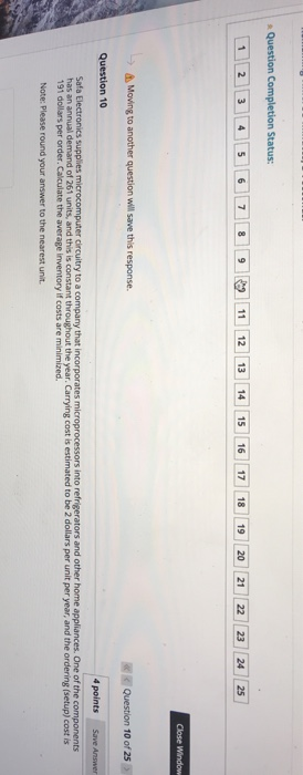 Question Completion Status: 1 4 5 6 7 8 9 9 11 12