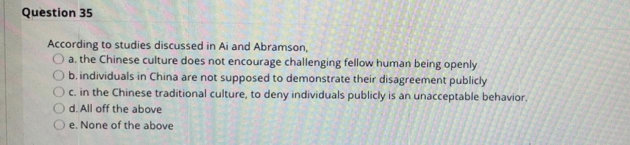 Question 35 According to studies discussed in Ai