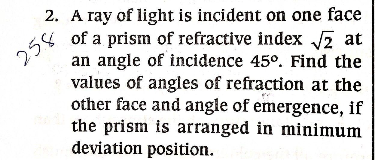 258 2. A ray of light is incident on one face of