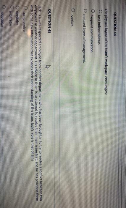 QUESTION 44 The physical layout of the team's