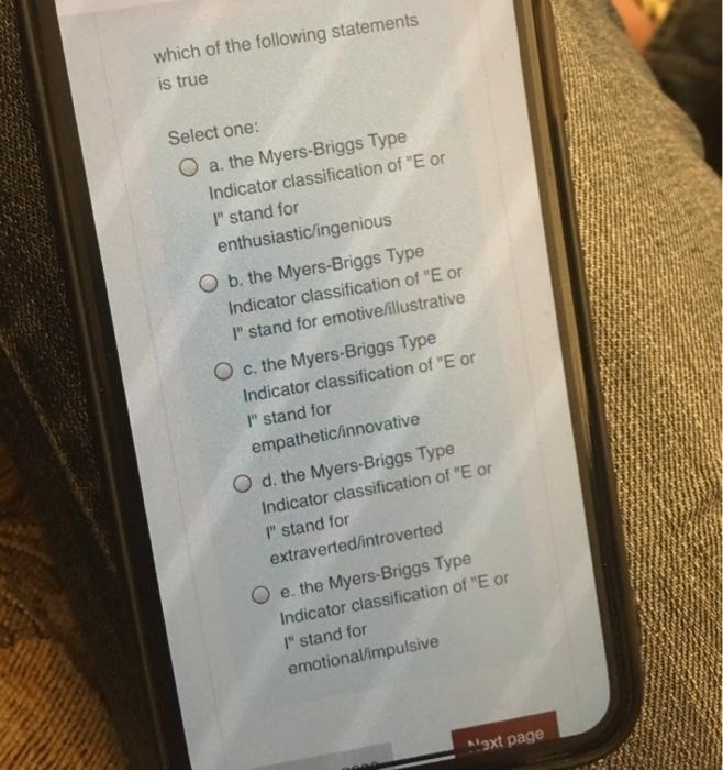 which of the following statements is true Select