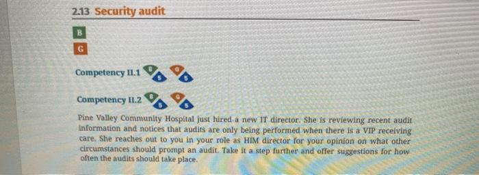 2.13 Security audit G Competency 11.1 Competency