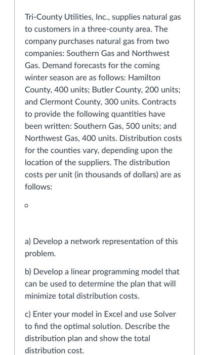 Tri-County Utilities, Inc., supplies natural gas