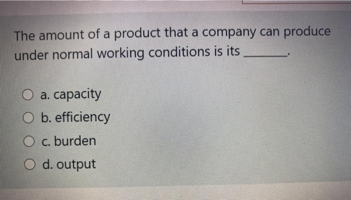 The amount of a product that a company can