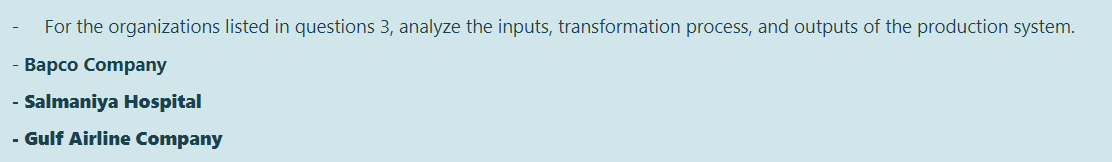 For the organizations listed in questions 3,