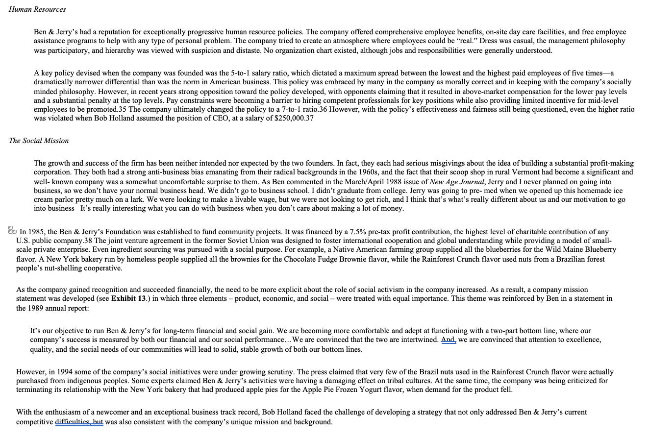 Case Questions: What issues does Bob Holland face