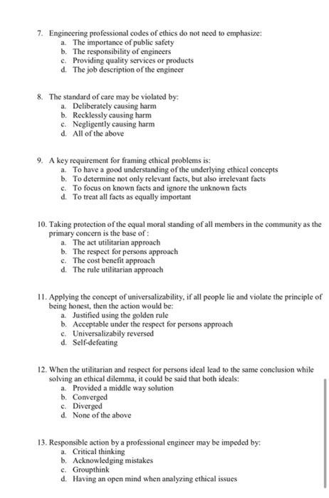 7. Engineering professional codes of ethics do