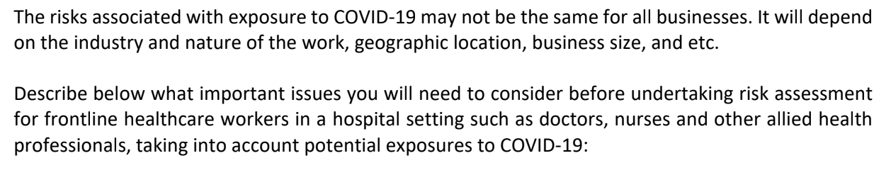 The risks associated with exposure to COVID-19