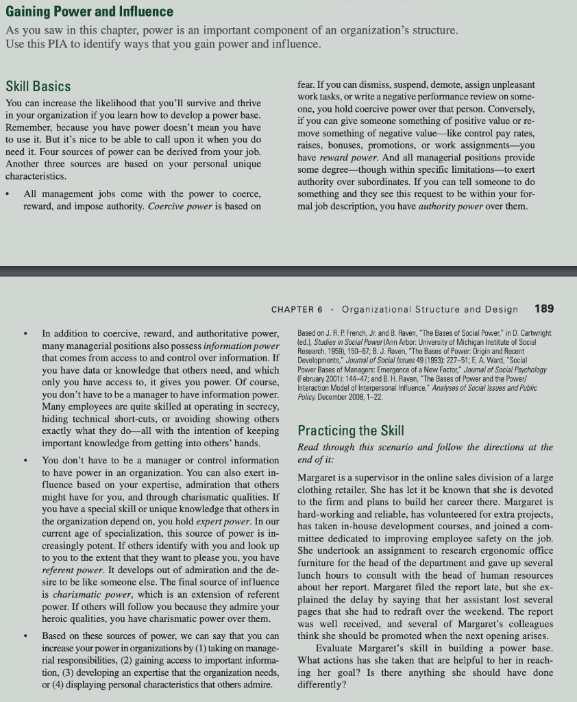 Management Skill Builder - "Gaining Power and