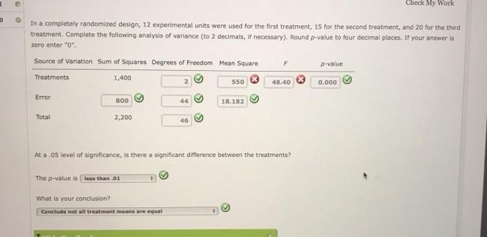 1 Check My Work In a completely randomized