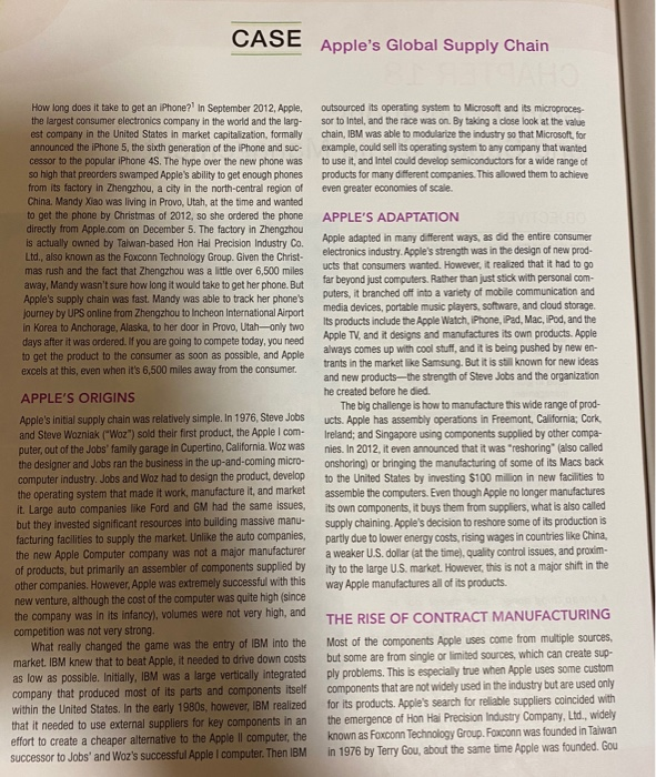 CASE Apple's Global Supply Chain outsourced its